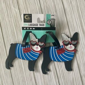 G FORCE Set of 2 French Bulldog BON VOYAGE Luggage Tags